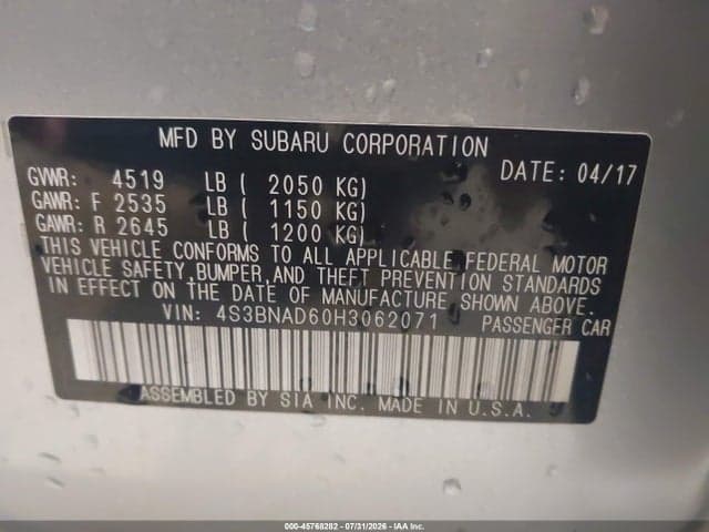 2017 SUBARU LEGACY 2.5I PREMIUM 9