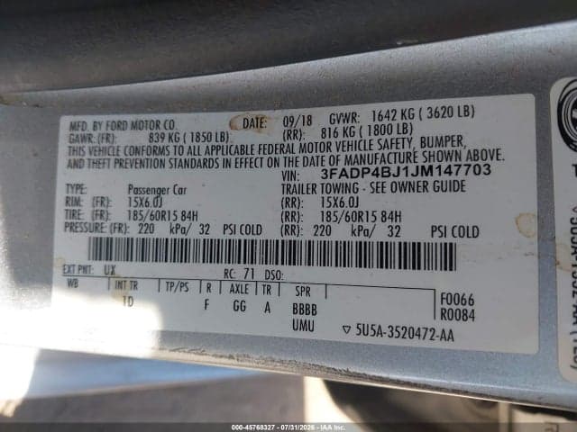 2018 FORD FIESTA SE 9