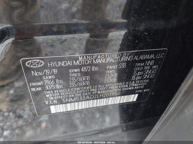 2020 HYUNDAI SANTA FE SEL 9
