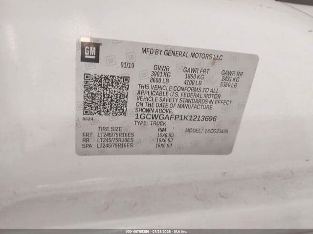 2019 CHEVROLET EXPRESS 2500 WORK VAN 9