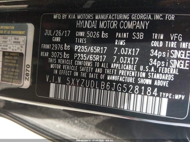 2018 HYUNDAI SANTA FE SPORT 2.4L 9