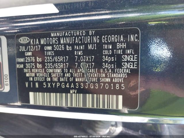 2018 KIA SORENTO 2.4L LX 9