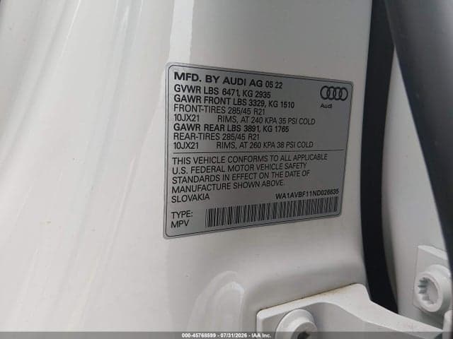 2022 AUDI Q8 PREMIUM 55 TFSI QUATTRO TIPTRONIC 9