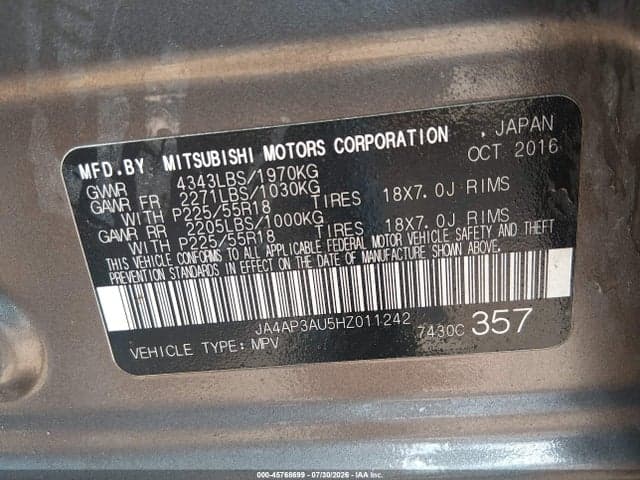 2017 MITSUBISHI OUTLANDER SPORT 2.0 ES/2.0 LE 9