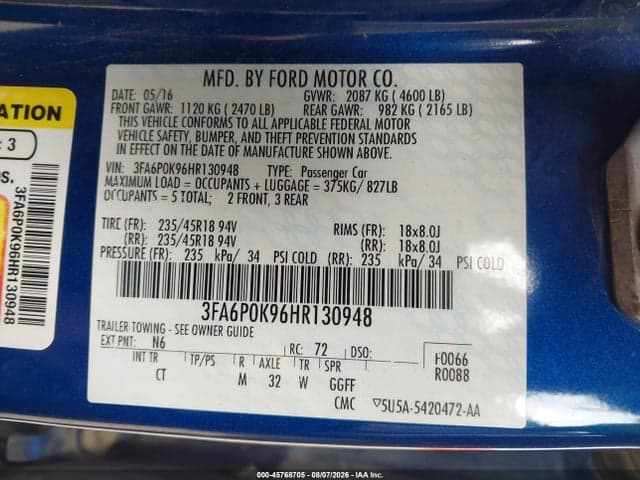 2017 FORD FUSION PLATINUM/TITANIUM 9