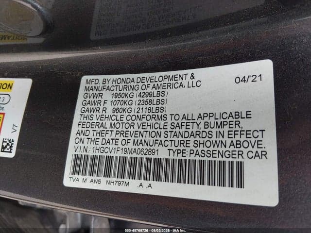 2021 HONDA ACCORD LX 9