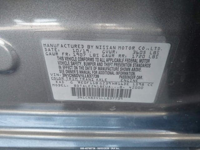 2020 NISSAN VERSA S XTRONIC CVT 9