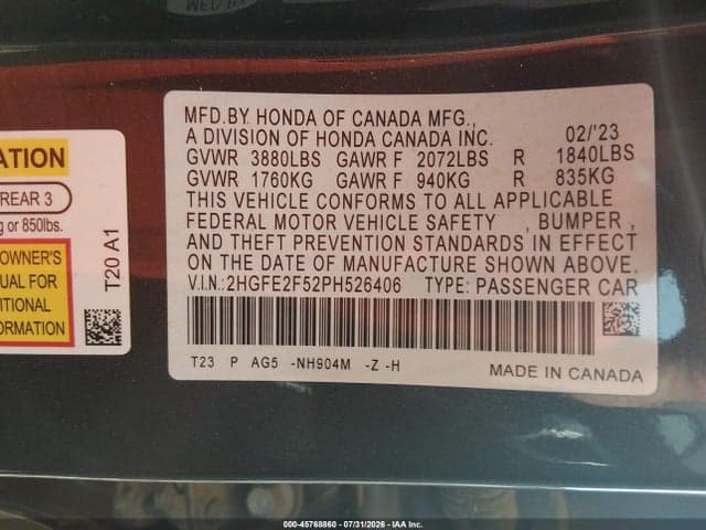 2023 HONDA CIVIC SPORT 9