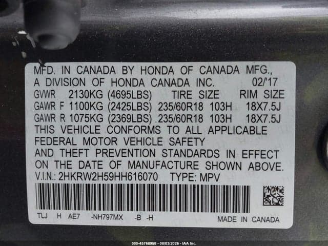 2017 HONDA CR-V EX 9