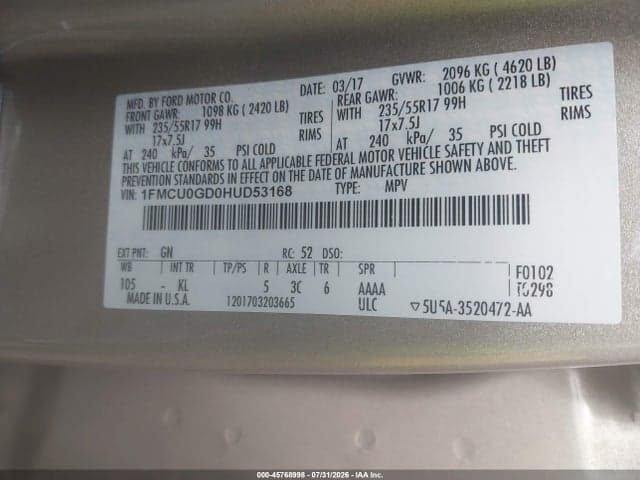 2017 FORD ESCAPE SE 9