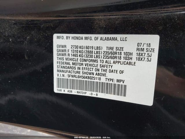 2019 HONDA ODYSSEY EX 4