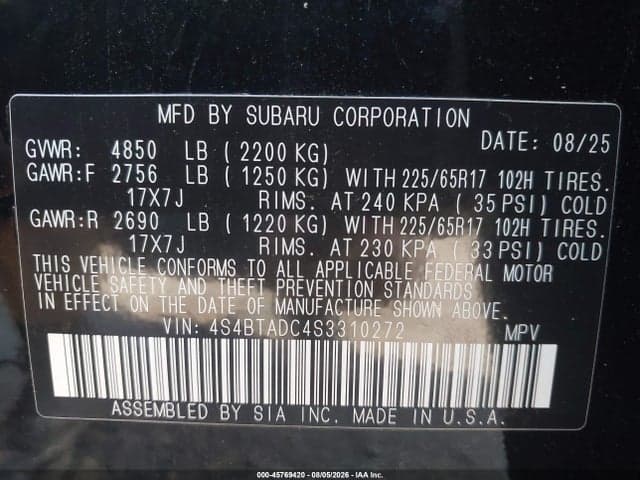 2025 SUBARU OUTBACK PREMIUM 9