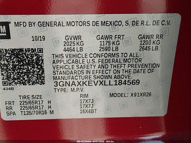 2020 CHEVROLET EQUINOX FWD LT 1.5L TURBO 9