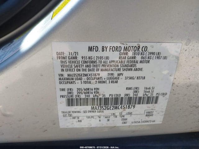 2021 FORD ECOSPORT SE 9
