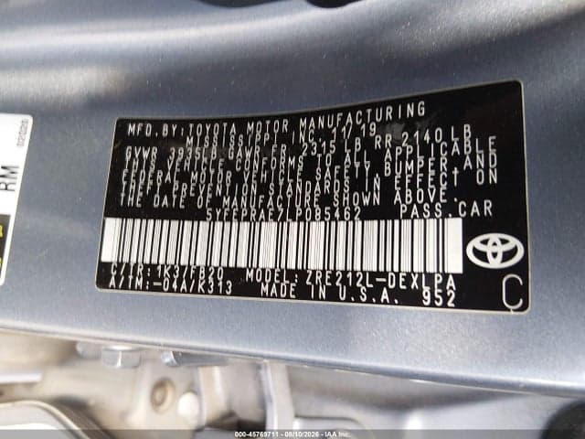 2020 TOYOTA COROLLA LE 9