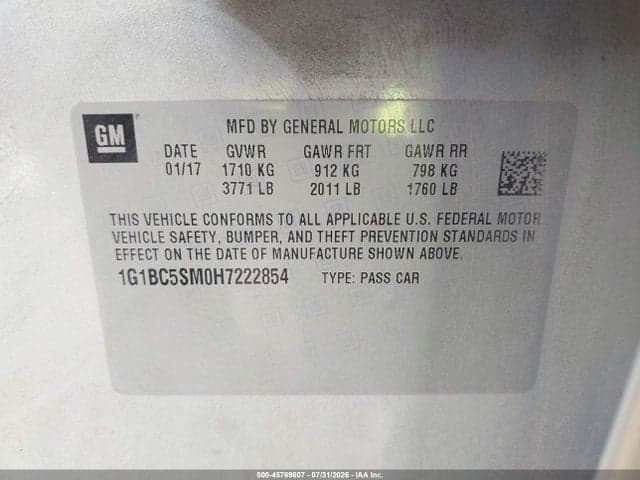 2017 CHEVROLET CRUZE LS AUTO 9
