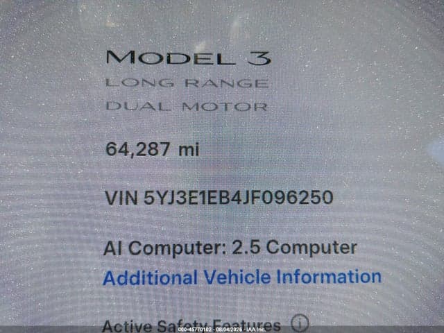2018 TESLA MODEL 3 LONG RANGE/PERFORMANCE 7