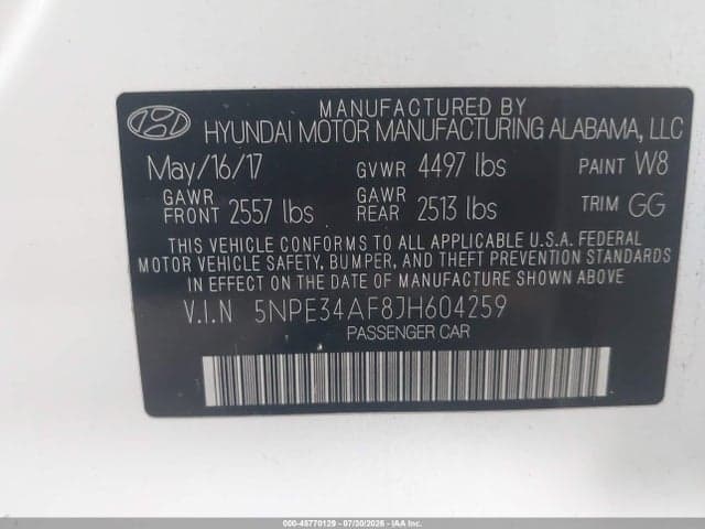 2018 HYUNDAI SONATA LIMITED 9