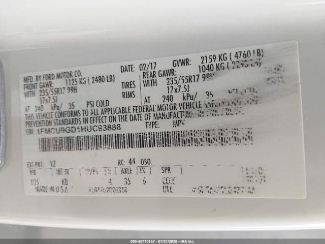 2017 FORD ESCAPE SE 9