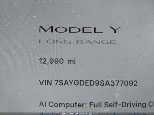 2025 TESLA MODEL Y LONG RANGE DUAL MOTOR REAR-WHEEL DRIVE 14