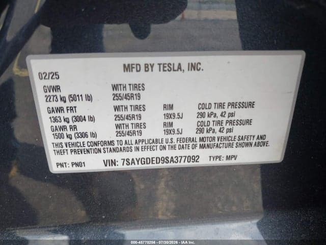 2025 TESLA MODEL Y LONG RANGE DUAL MOTOR REAR-WHEEL DRIVE 9