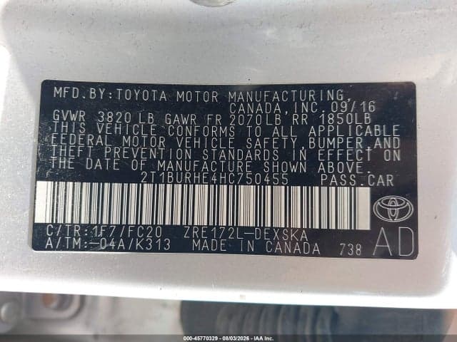 2017 TOYOTA COROLLA SE 18