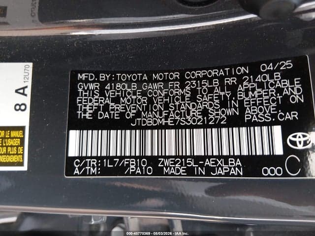 2025 TOYOTA COROLLA HYBRID LE 9