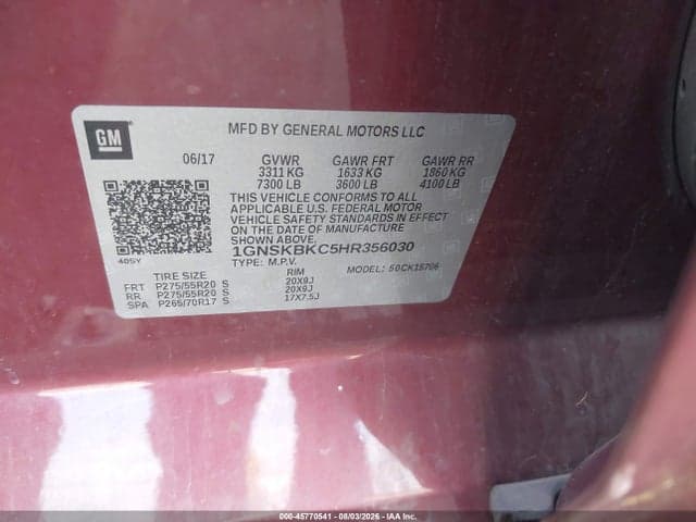 2017 CHEVROLET TAHOE LT 9