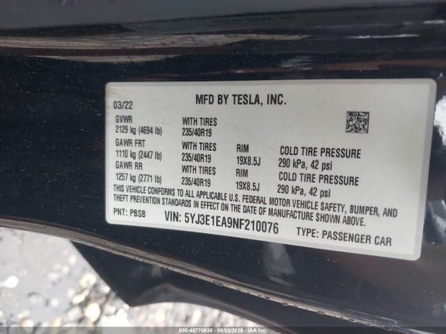 2022 TESLA MODEL 3 REAR-WHEEL DRIVE 9