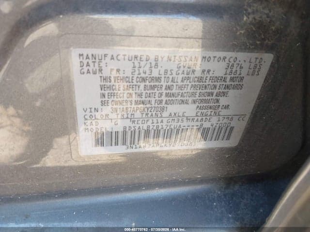 2019 NISSAN SENTRA S 9