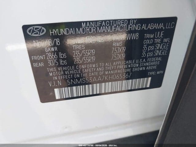2019 HYUNDAI SANTA FE ULTIMATE 2.0T 9