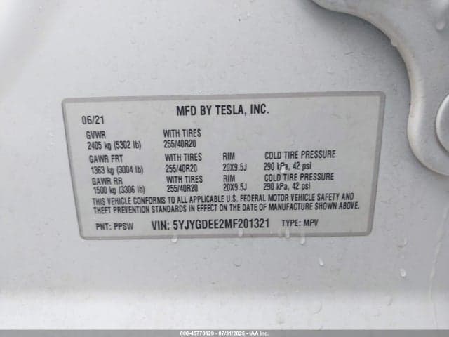 2021 TESLA MODEL Y LONG RANGE DUAL MOTOR ALL-WHEEL DRIVE 9