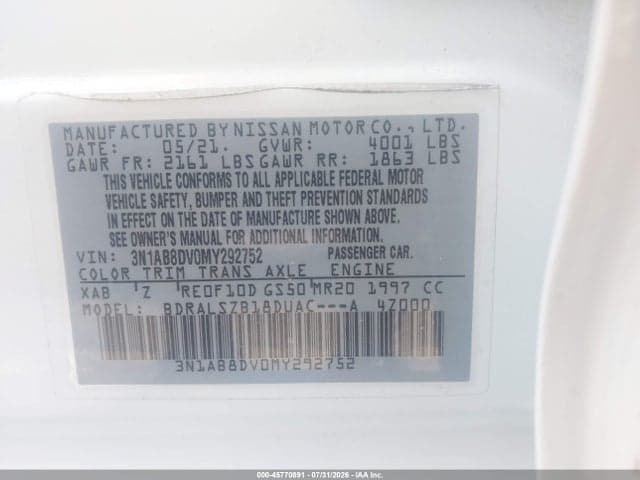 2021 NISSAN SENTRA SR XTRONIC CVT 9