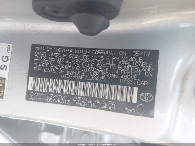 2020 TOYOTA COROLLA LE 9