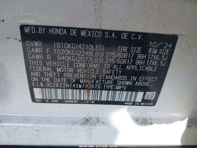 2025 HONDA HR-V AWD EX-L 9