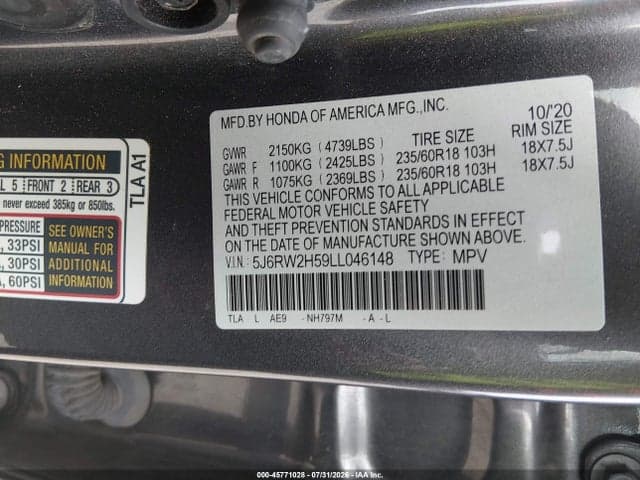 2020 HONDA CR-V AWD EX 9