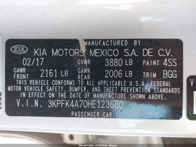 2017 KIA FORTE LX 9