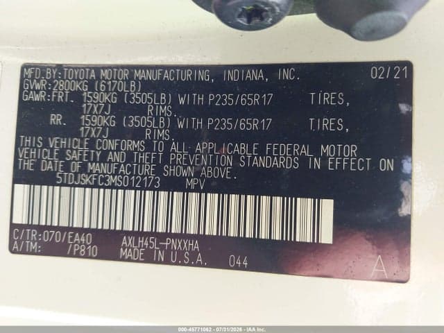 2021 TOYOTA SIENNA XLE 9