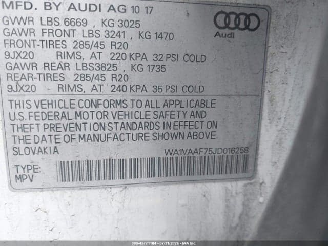 2018 AUDI Q7 3.0T PREMIUM 9
