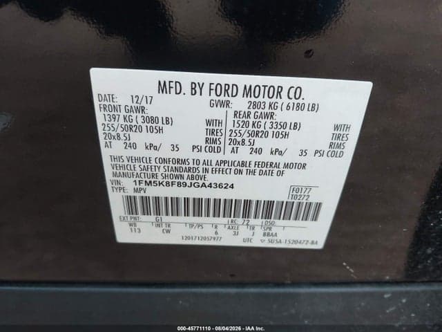 2018 FORD EXPLORER LIMITED 9