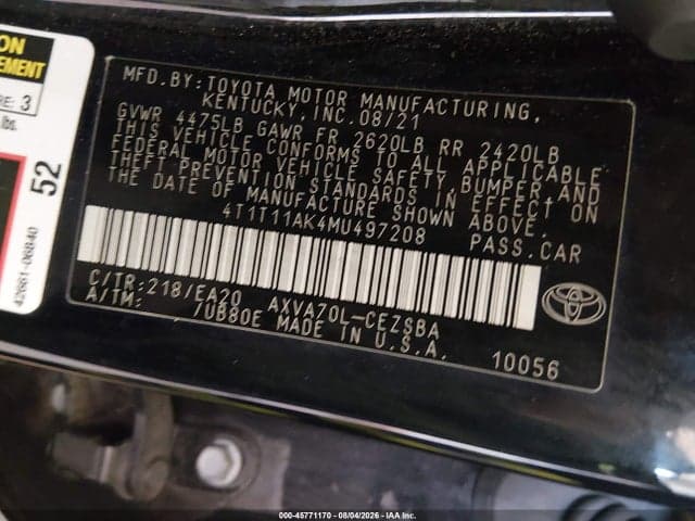 2021 TOYOTA CAMRY SE 9