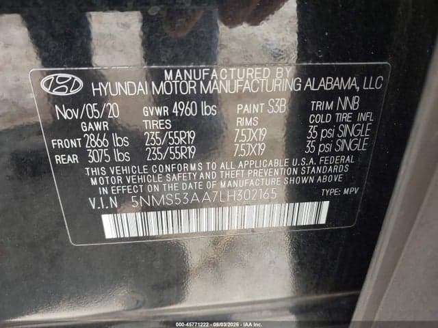 2020 HYUNDAI SANTA FE LIMITED 2.0T 9