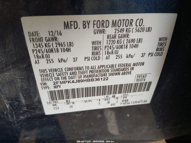2017 FORD EDGE SEL 9