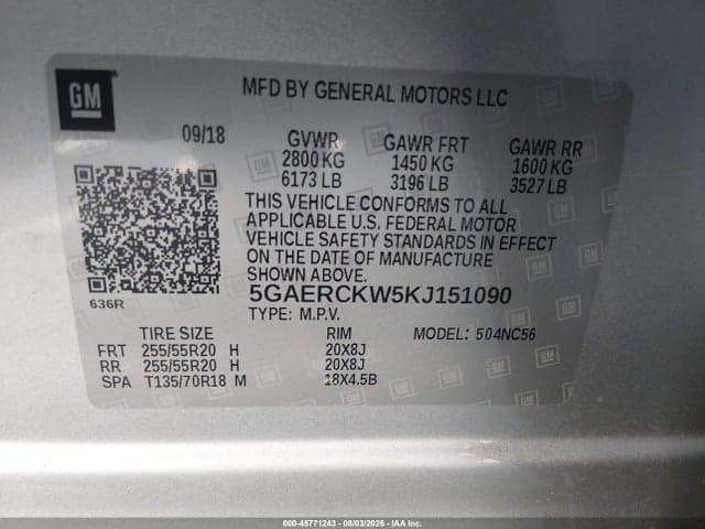 2019 BUICK ENCLAVE FWD PREMIUM 9