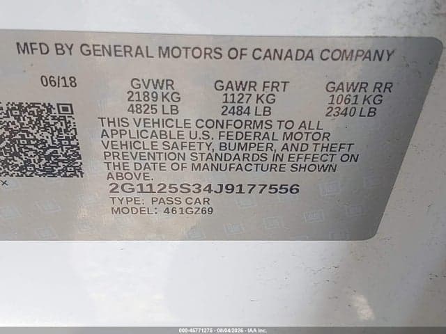 2018 CHEVROLET IMPALA 2LZ 9