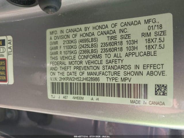 2018 HONDA CR-V EX 9