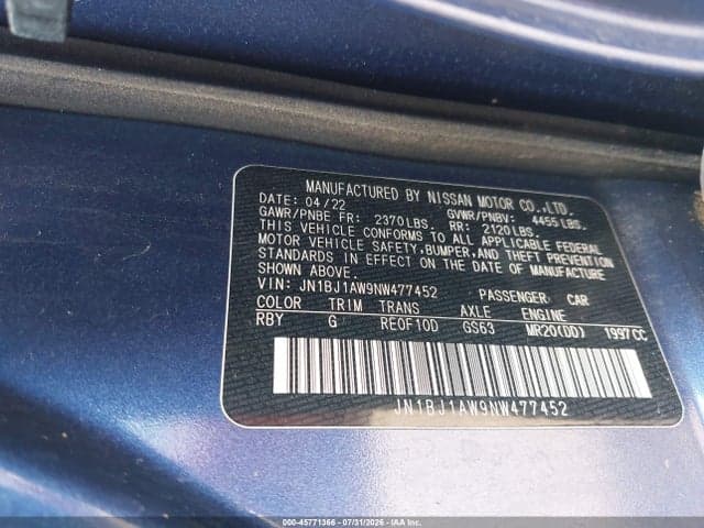 2022 NISSAN ROGUE SPORT S AWD XTRONIC CVT 9