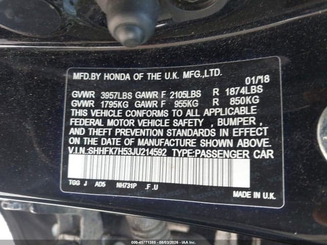 2018 HONDA CIVIC EX 9