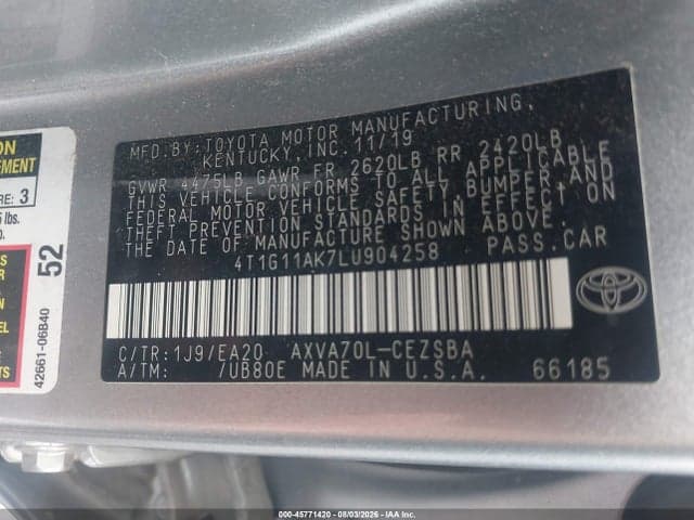 2020 TOYOTA CAMRY SE 9
