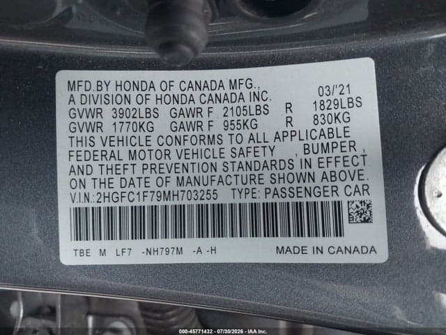 2021 HONDA CIVIC EX-L 9